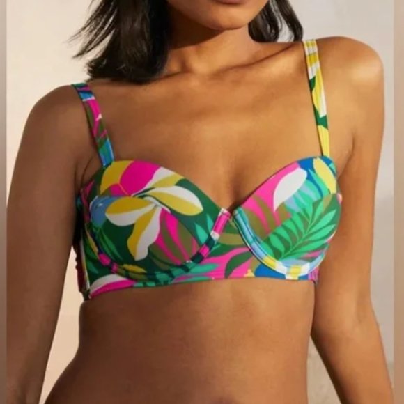 NWT Boden Kythira Bikini Top | Size 34B, Palm Leaf, Tropical Flora - Picture 5 of 8